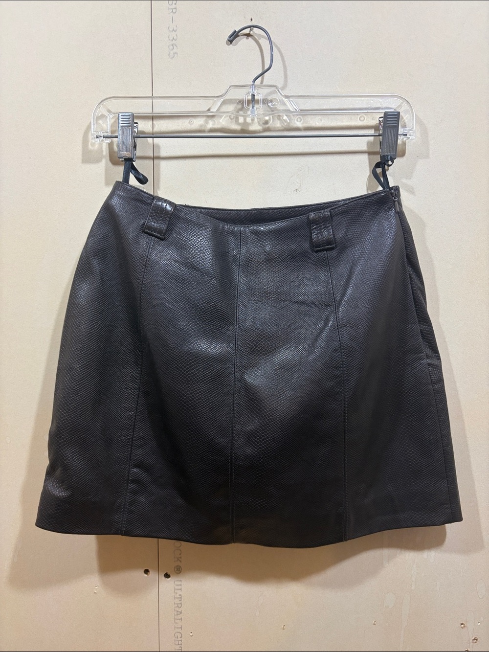 Wilsons Leather Chocolate Brown Textured Leather Mini Skirt Size 6